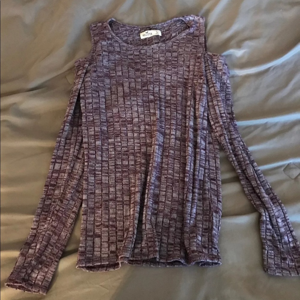 Purple cold shoulder top
